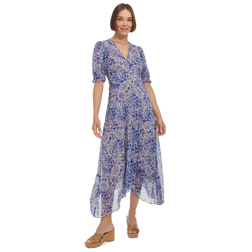 타미힐피거 Womens Printed High-Low Midi Dress