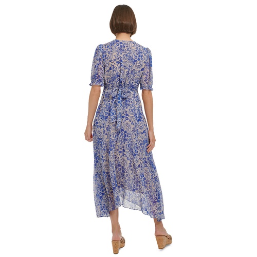 타미힐피거 Womens Printed High-Low Midi Dress