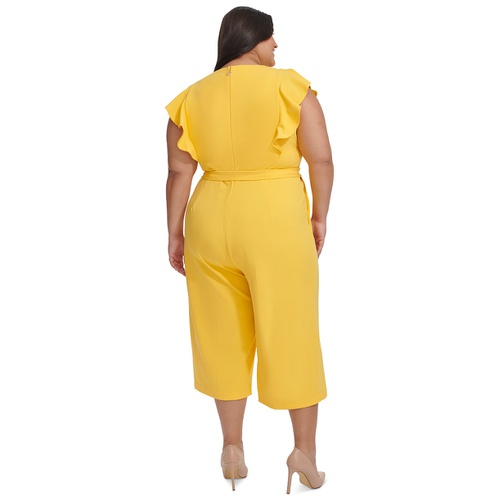 타미힐피거 Plus Size Flutter-Sleeve Cropped Jumpsuit