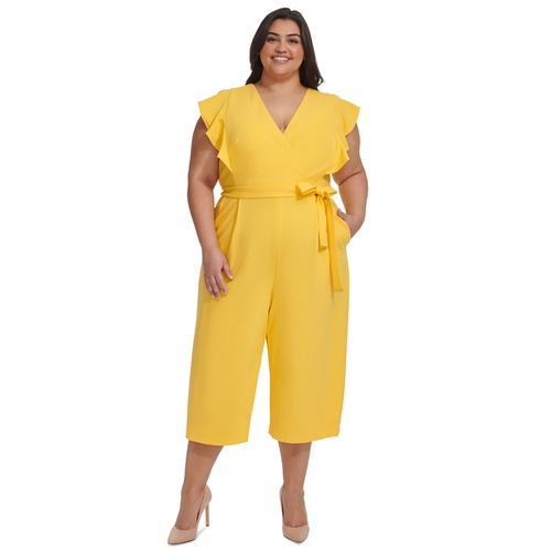 타미힐피거 Plus Size Flutter-Sleeve Cropped Jumpsuit