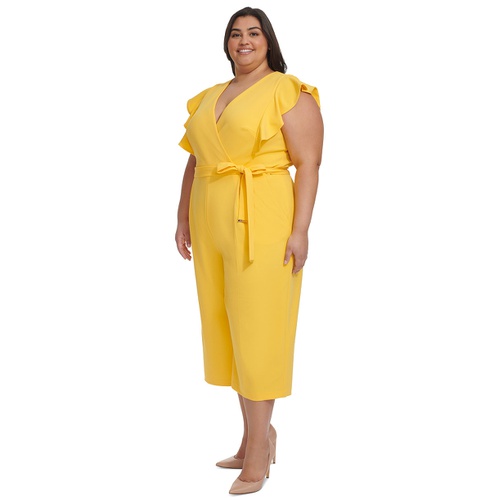 타미힐피거 Plus Size Flutter-Sleeve Cropped Jumpsuit