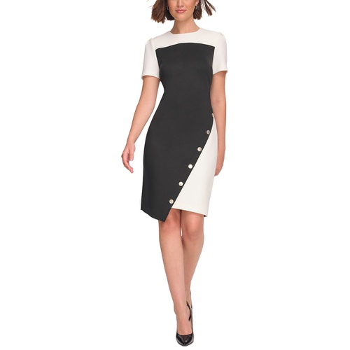 타미힐피거 Womens Color-Blocked Asymmetric Dress