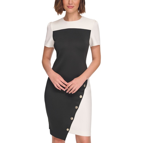 타미힐피거 Womens Color-Blocked Asymmetric Dress