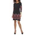 Womens Paisley 3/4-Sleeve Shift Dress