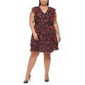 Plus Size Ruffled Floral Chiffon Dress