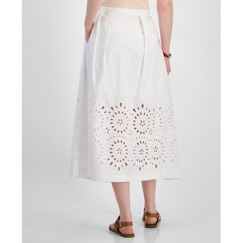 타미힐피거 Womens Cotton Eyelet-Border A-Line Skirt