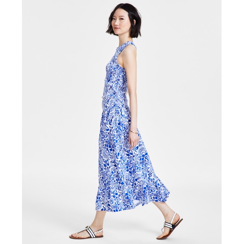 타미힐피거 Womens Fountain Floral-Print Maxi Skirt