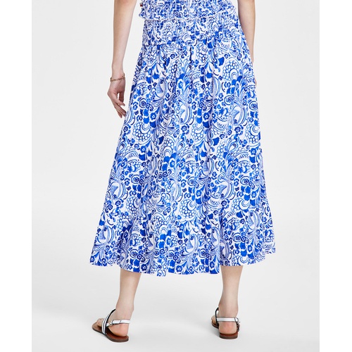 타미힐피거 Womens Fountain Floral-Print Maxi Skirt