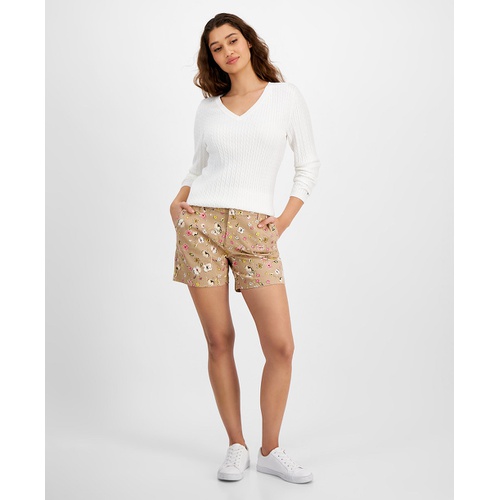 타미힐피거 Womens Hollywood Mid-Rise Printed Shorts