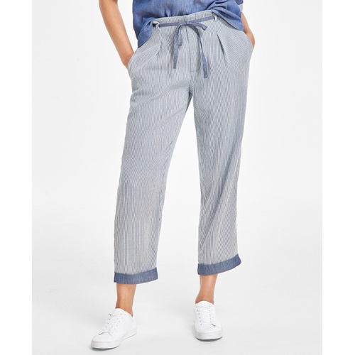 타미힐피거 Womens Cotton High-Rise Tie Pants