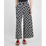 Womens Printed High-Rise Wide-Leg Pants