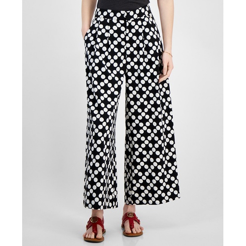 타미힐피거 Womens Printed High-Rise Wide-Leg Pants