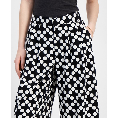 타미힐피거 Womens Printed High-Rise Wide-Leg Pants