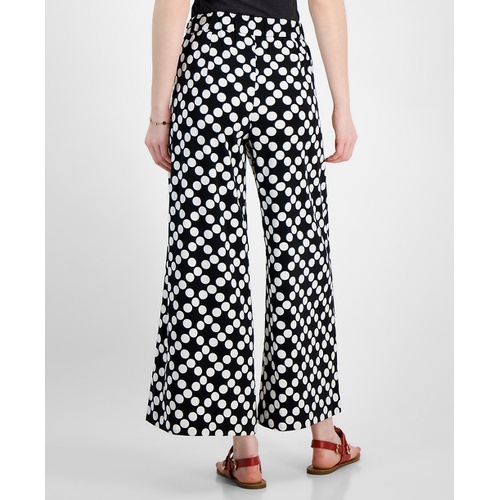 타미힐피거 Womens Printed High-Rise Wide-Leg Pants