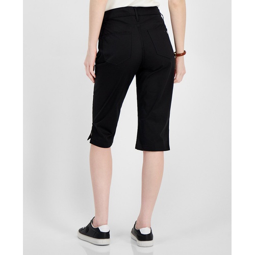 타미힐피거 Womens Solid Split-Hem Capri Pants