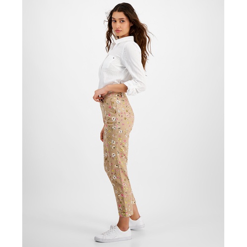 타미힐피거 Womens Floral-Print Ditsy Hampton Chino Rolled-Cuff Pants