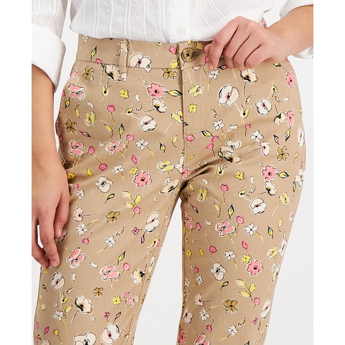 타미힐피거 Womens Floral-Print Ditsy Hampton Chino Rolled-Cuff Pants