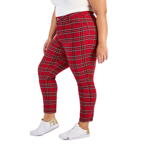 타미힐피거 Plus Size Millennium Plaid Skinny Ankle Pants