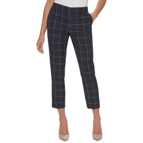 타미힐피거 Womens Mid-Rise Plaid Ankle Pants