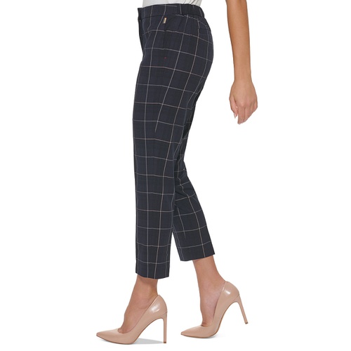 타미힐피거 Womens Mid-Rise Plaid Ankle Pants