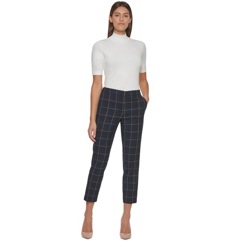 타미힐피거 Womens Mid-Rise Plaid Ankle Pants