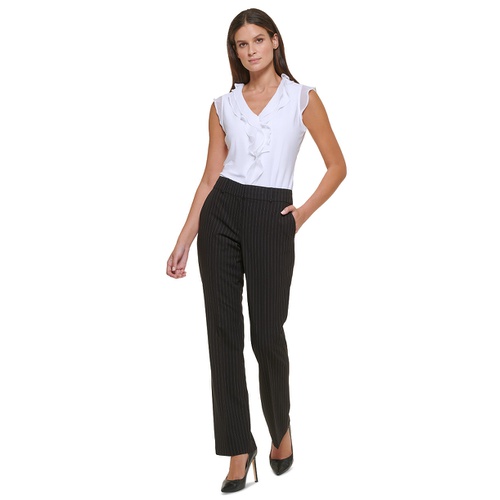 타미힐피거 Womens Striped Sutton Straight-Leg Trousers