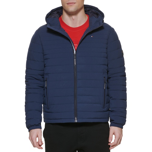 타미힐피거 Mens Stretch Quilted Hooded Jacket