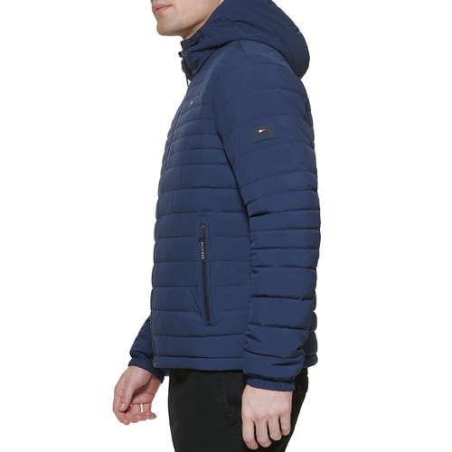 타미힐피거 Mens Stretch Quilted Hooded Jacket