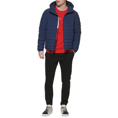 타미힐피거 Mens Stretch Quilted Hooded Jacket