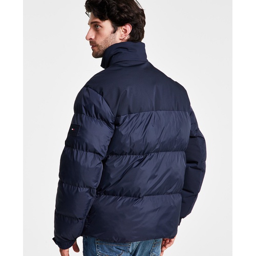 타미힐피거 Mens Mixed-Media Puffer Jacket