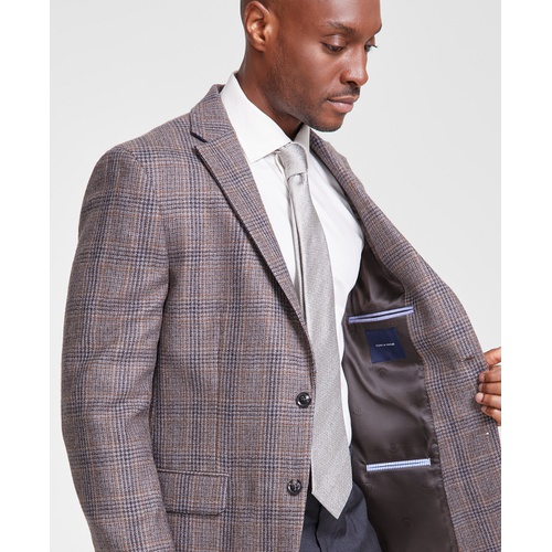 타미힐피거 Mens Modern-Fit Plaid Wool Sport Coat