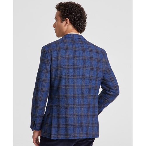 타미힐피거 Mens Modern-Fit Plaid Wool Blend Sport Coat