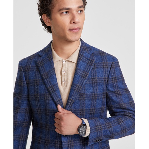 타미힐피거 Mens Modern-Fit Plaid Wool Blend Sport Coat