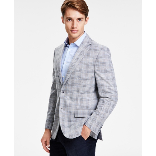 타미힐피거 Mens Modern-Fit Blue Plaid Sport Coat