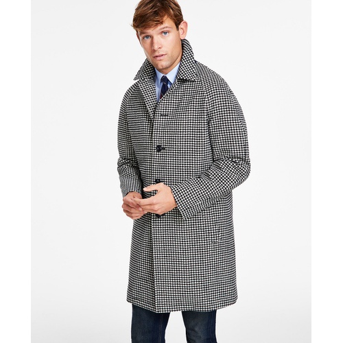 타미힐피거 Mens Modern-Fit Stretch Water-Resistant Houndstooth Overcoat