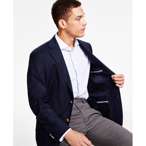 타미힐피거 Mens Modern-Fit Solid Navy Blazer