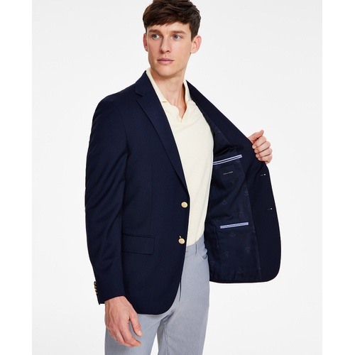 타미힐피거 Mens Modern-Fit Solid Navy Blazer