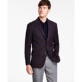 Mens Modern-Fit Burgundy Plaid Sport Coat