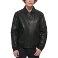 Mens Faux-Leather Bomber Jacket