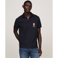 Mens Short Sleeve Textured Vertical Flag Polo Shirt