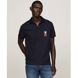 Mens Short Sleeve Textured Vertical Flag Polo Shirt