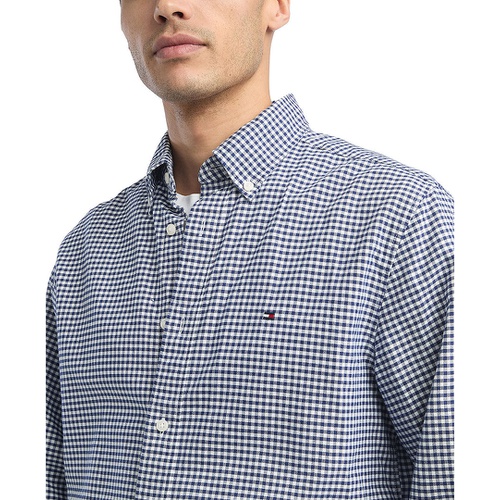 타미힐피거 Mens Gingham Long Sleeve Button-Down Oxford Shirt