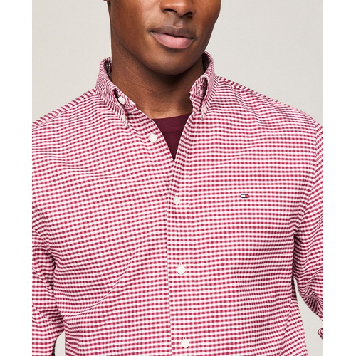 타미힐피거 Mens Gingham Long Sleeve Button-Down Oxford Shirt