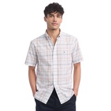 Mens Plaid Short Sleeve Button-Down Shirt