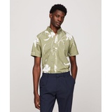 Mens Short Sleeve Tropical Print Button-Down Shirt