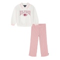 Little Girl Fleece Polo Pullover and Chunky Rib Knit Pants 2-Piece Set