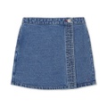 Big Girls Cotton Denim Faux-Wrap Skirt