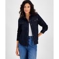 Womens Denim Shine Long-Sleeve Shacket