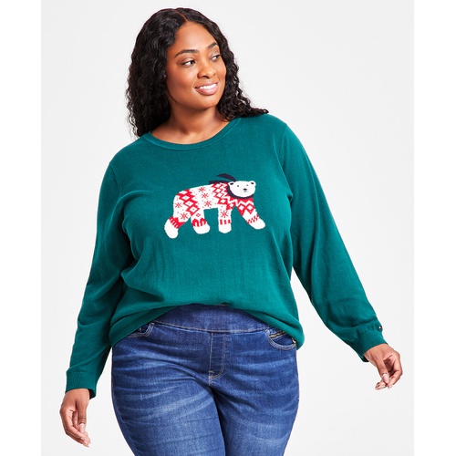 타미힐피거 Plus Size Polar Bear Graphic Sweater