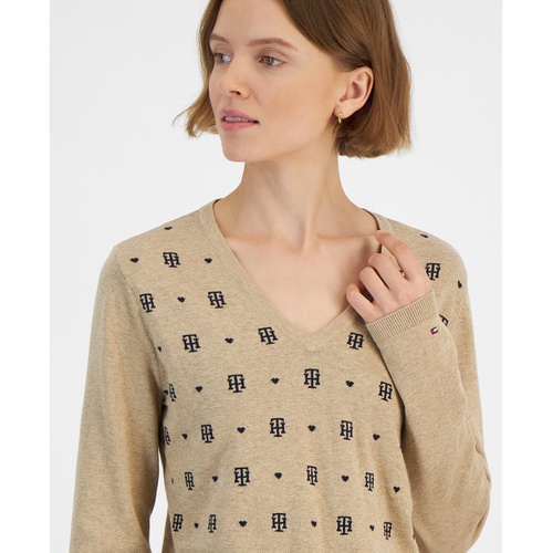 타미힐피거 Womens Jacquard Logo Sweater